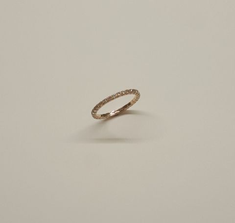 Δαχτυλίδι Ρόζ Χρυσό ολόβερο με πέτρες ζιργκόν 