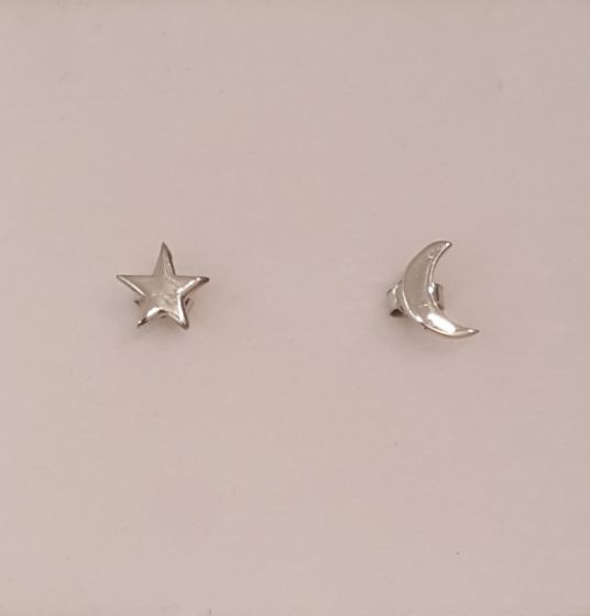 Σκουλαρίκια Ασήμι αστέρι και φεγγάρι