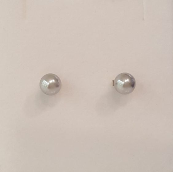 Earrings Silver with grey pearl